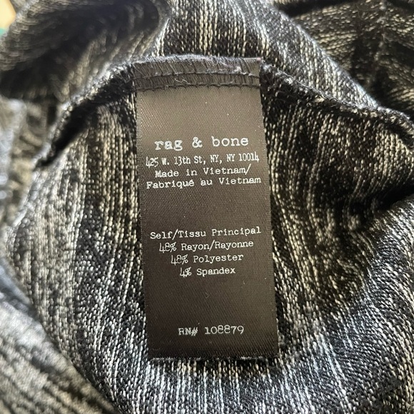 Rag & Bone/JEAN Black Gray Heather Knit Long-Sleeve Round Neck Top EUC Size S - Picture 6 of 8